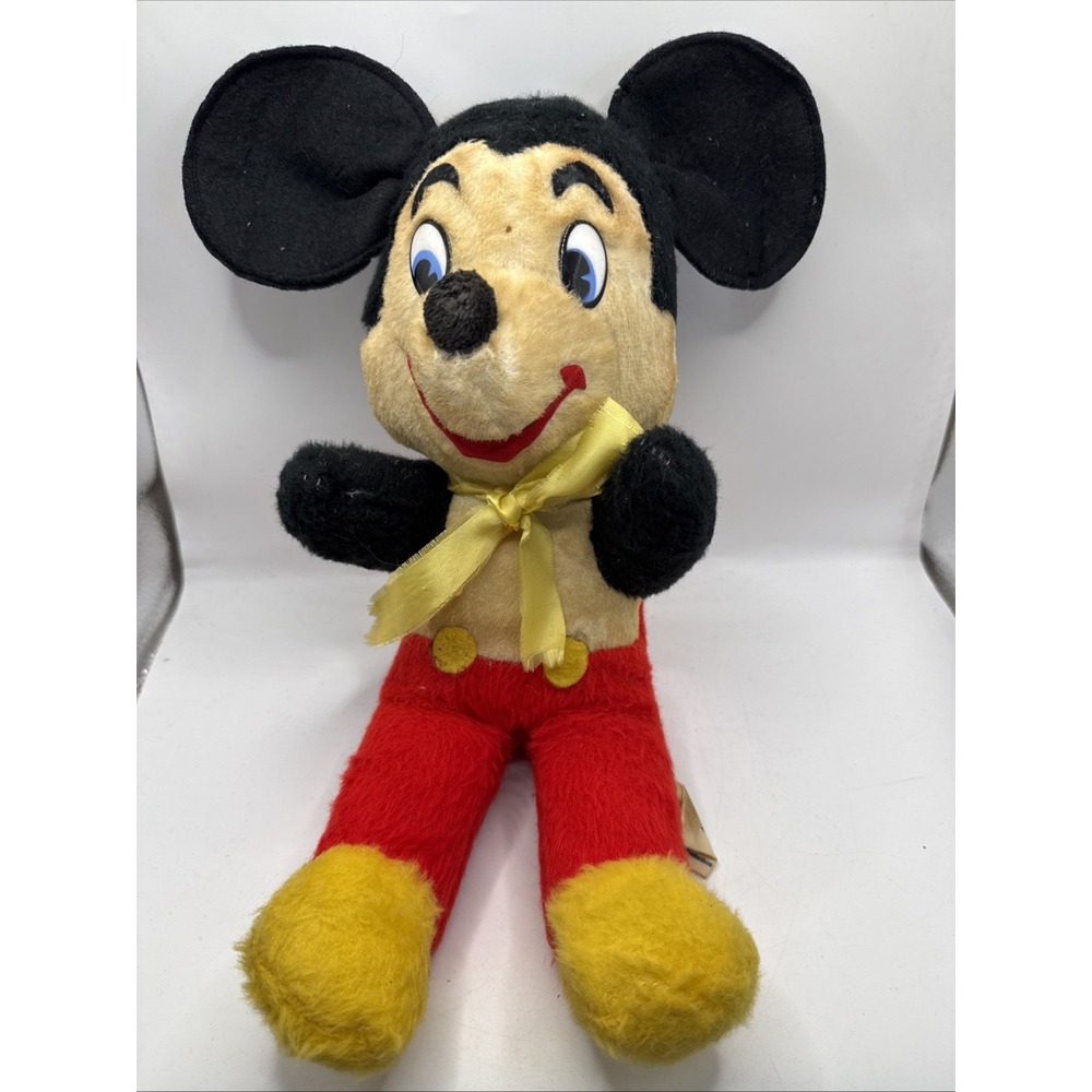 VINTAGE 1950s Walt Disney Mickey Mouse Plush Toy 15" California Stuffed Toys USA